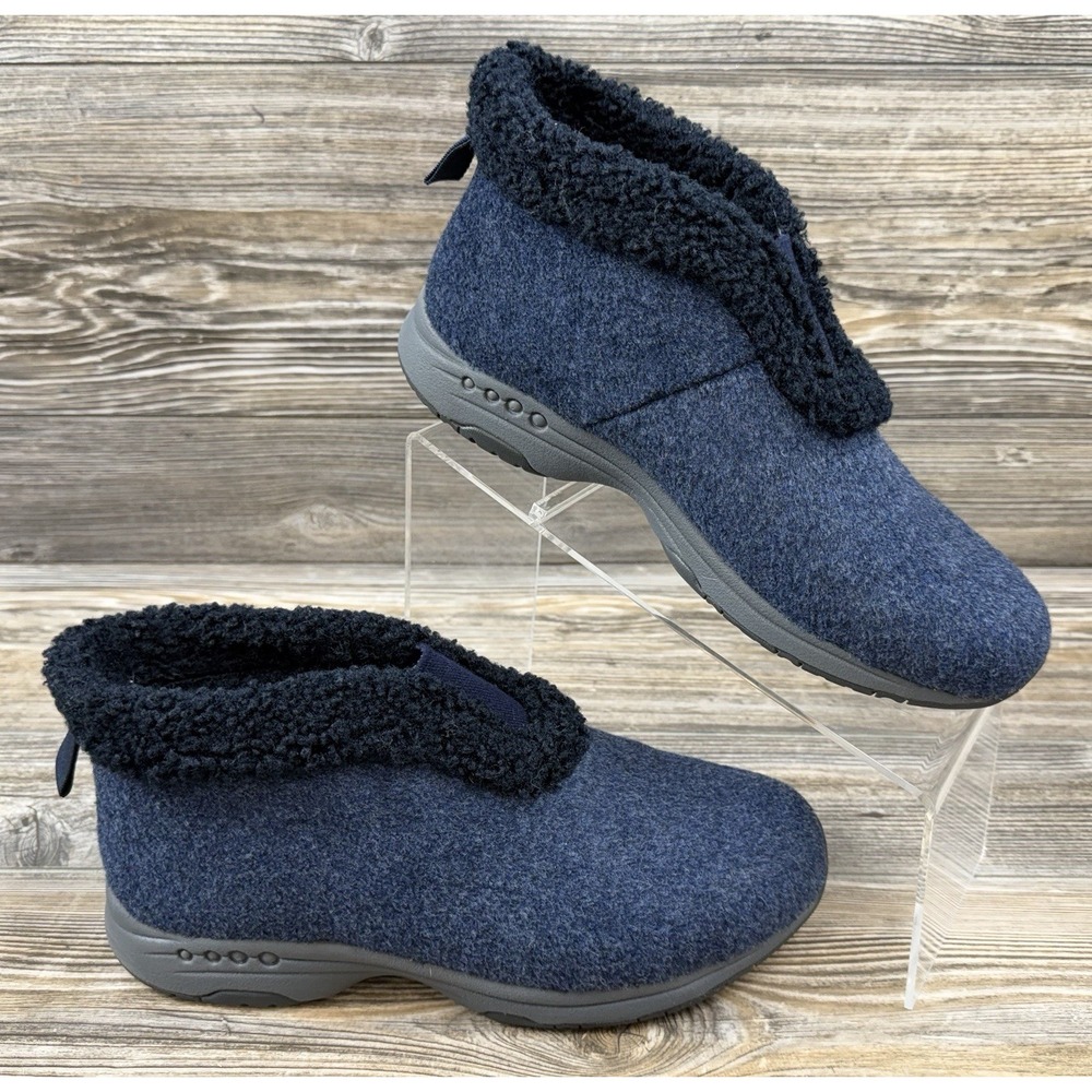 Easy Spirit Womens 9M Navy Blue Treepose 2 Cozy Slipper Booties Warm Cozy Winter